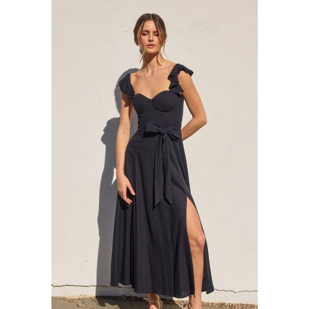 Linen Corset Flutter Dress