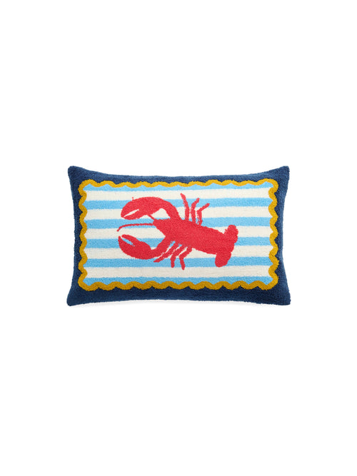 Coastal Claw Lobster Stripe Throw Pillow