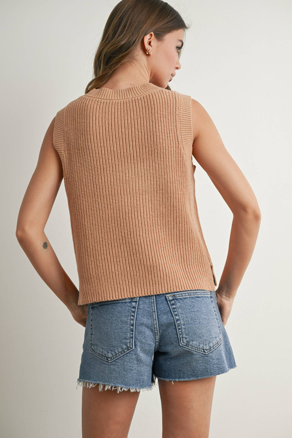 Flag Print Knitted Sleeveless Sweater - BMW7749