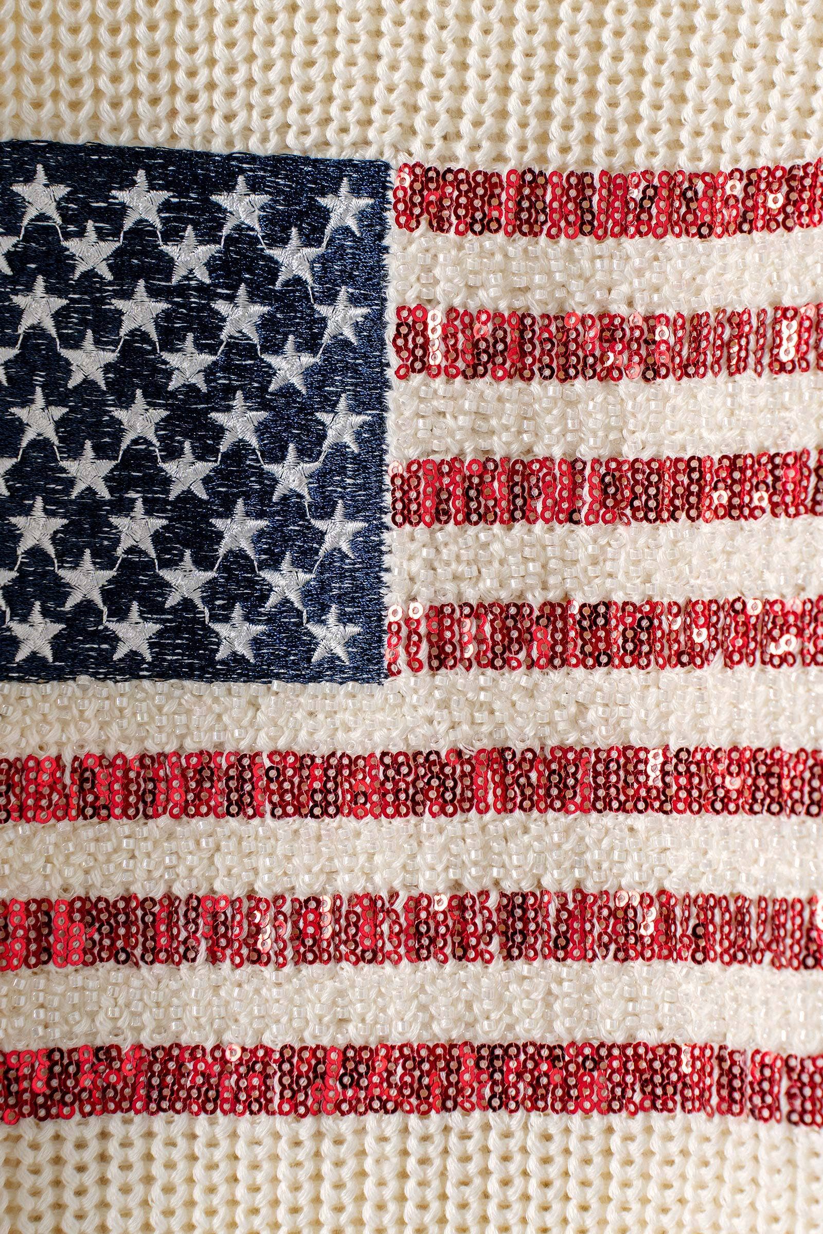 American Flag Knit Vest Sequin Detail
