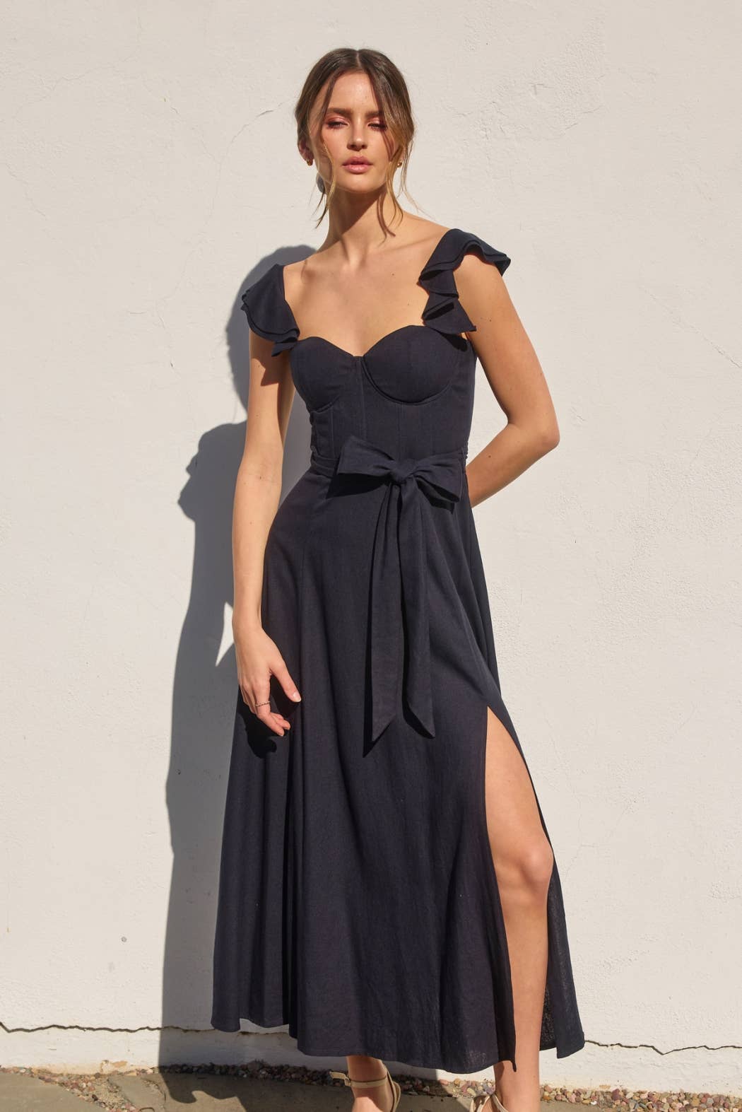 Linen Corset Flutter Dress