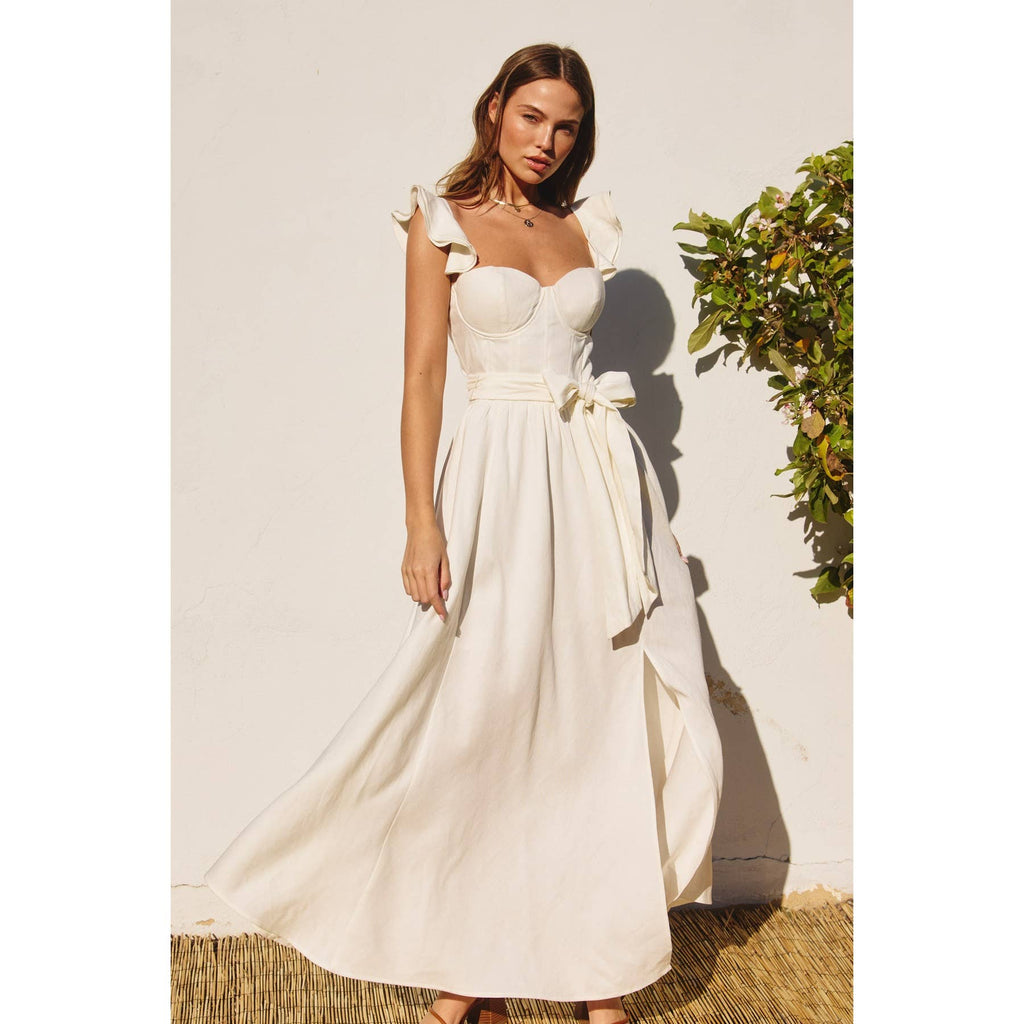 Linen Corset Flutter Dress