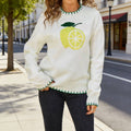 Lemon Checkered Crew-Neck Pullover Sweater