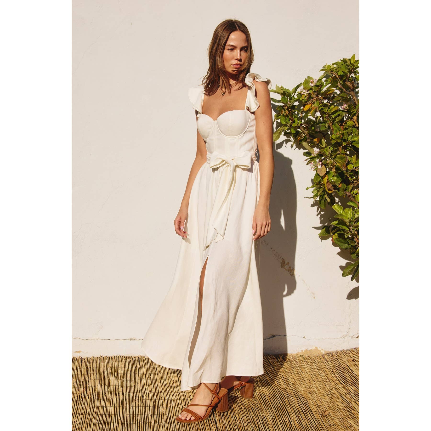 Linen Corset Flutter Dress