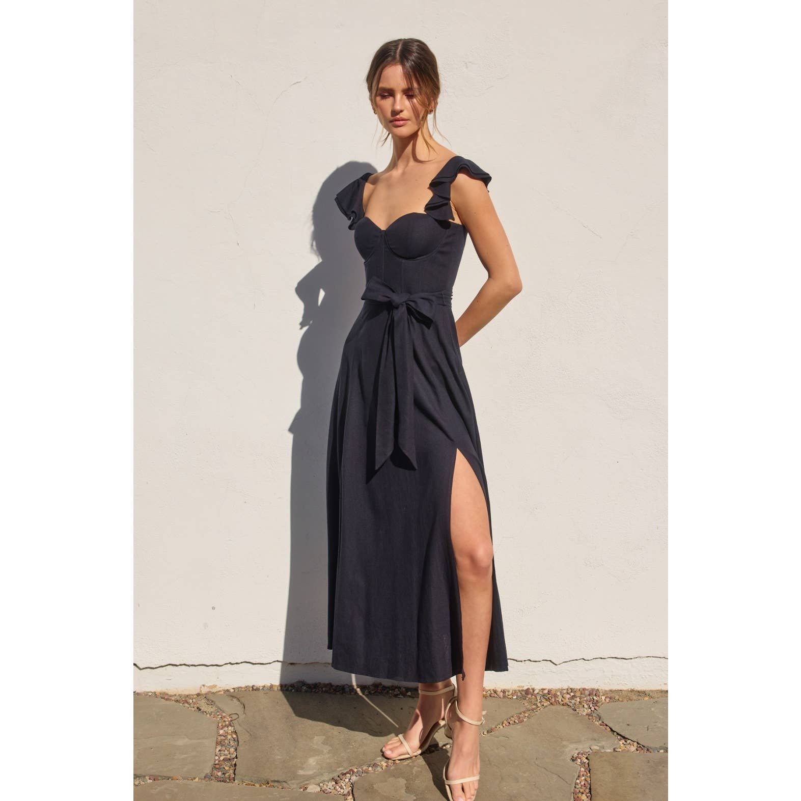 Linen Corset Flutter Dress
