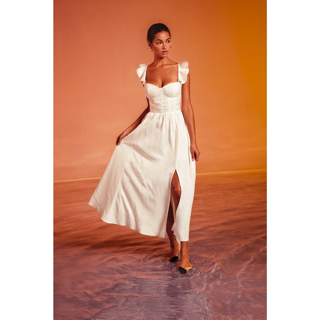 Linen Corset Flutter Dress
