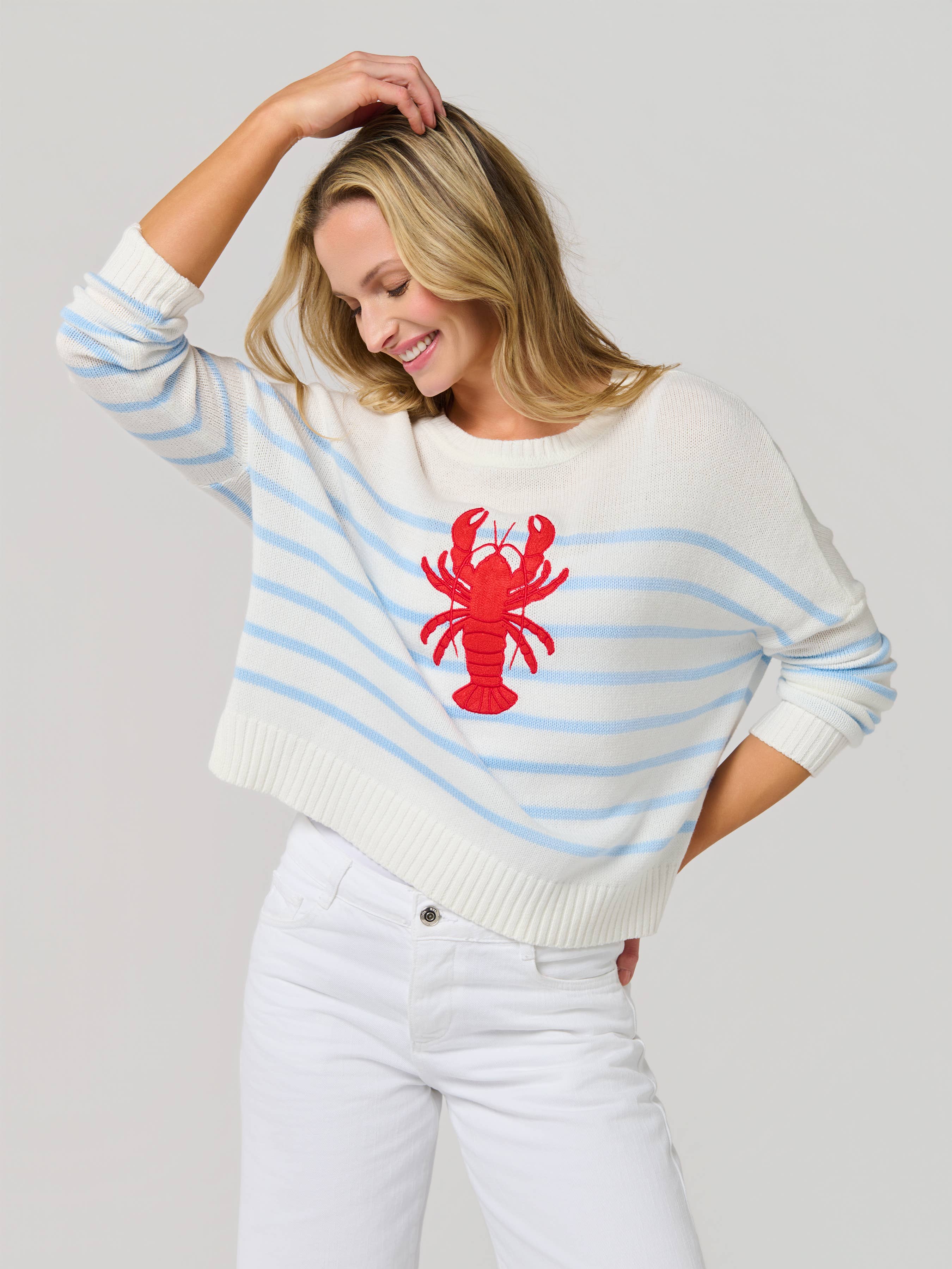 Coastal Claw Lobster Stripped Sweater