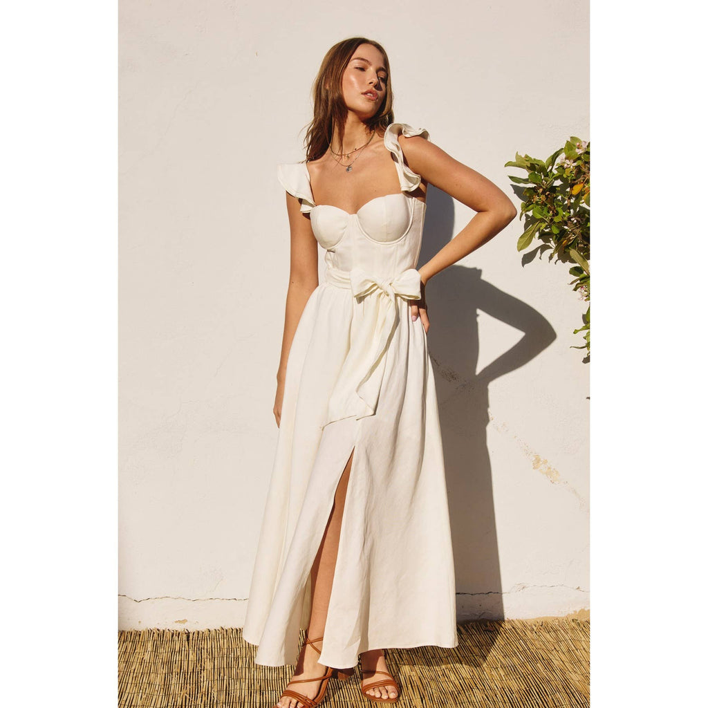 Linen Corset Flutter Dress