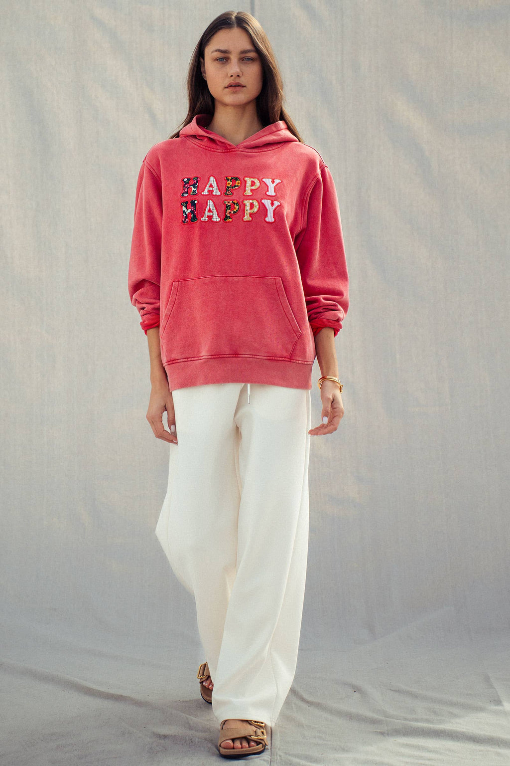 Cotton Blend Wide Leg Drawstring Lounge Pants