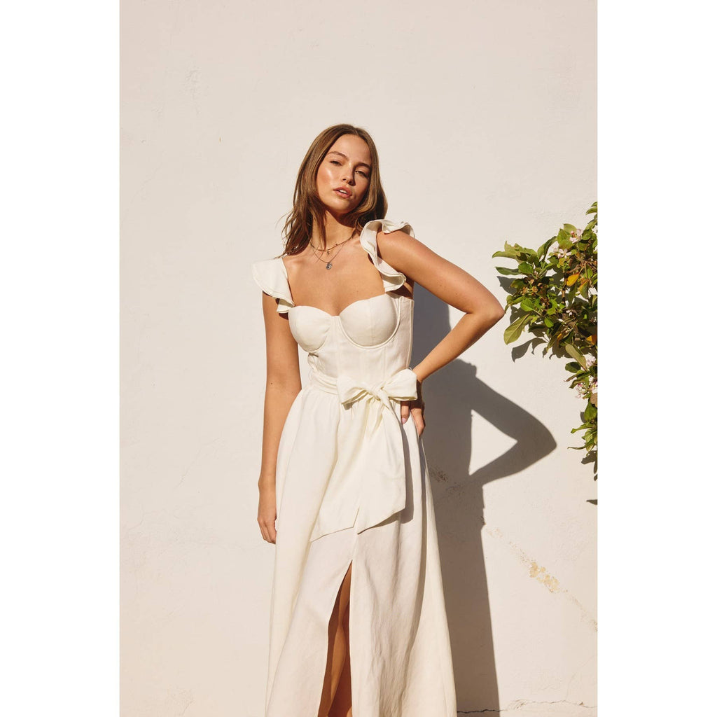Linen Corset Flutter Dress