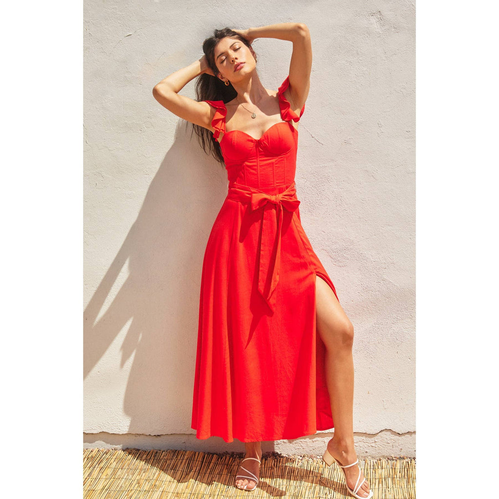Linen Corset Flutter Dress