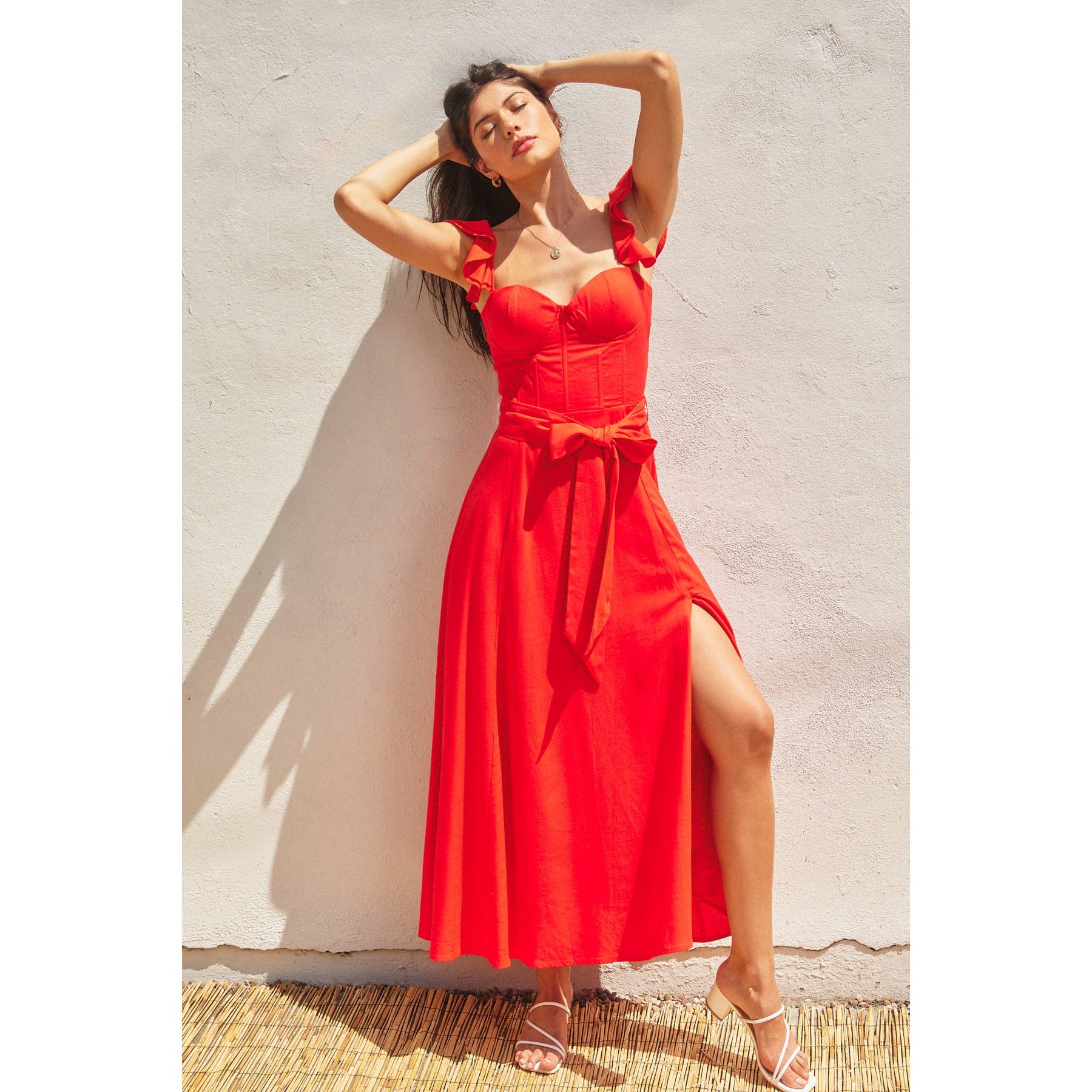Linen Corset Flutter Dress