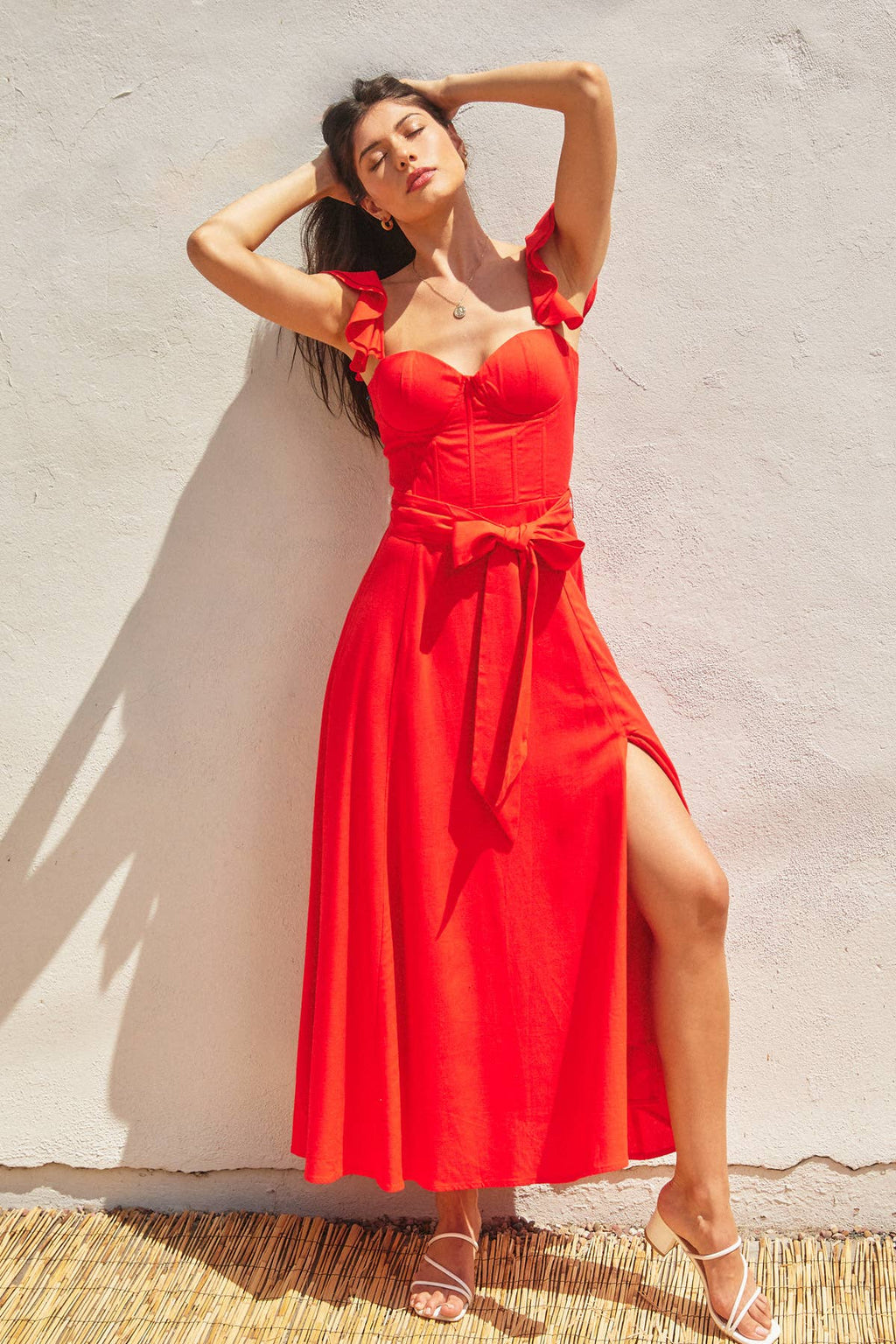 Linen Corset Flutter Dress
