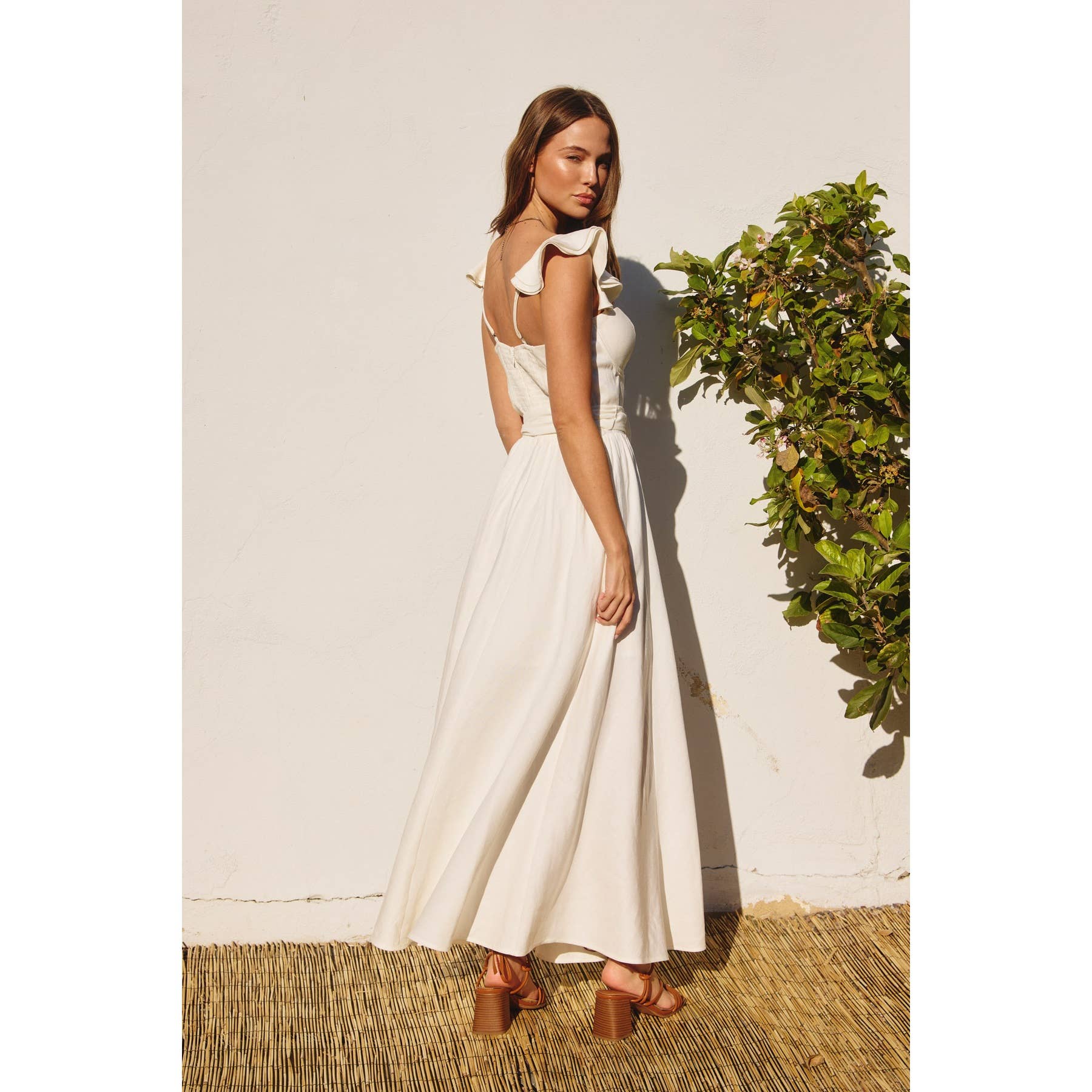Linen Corset Flutter Dress