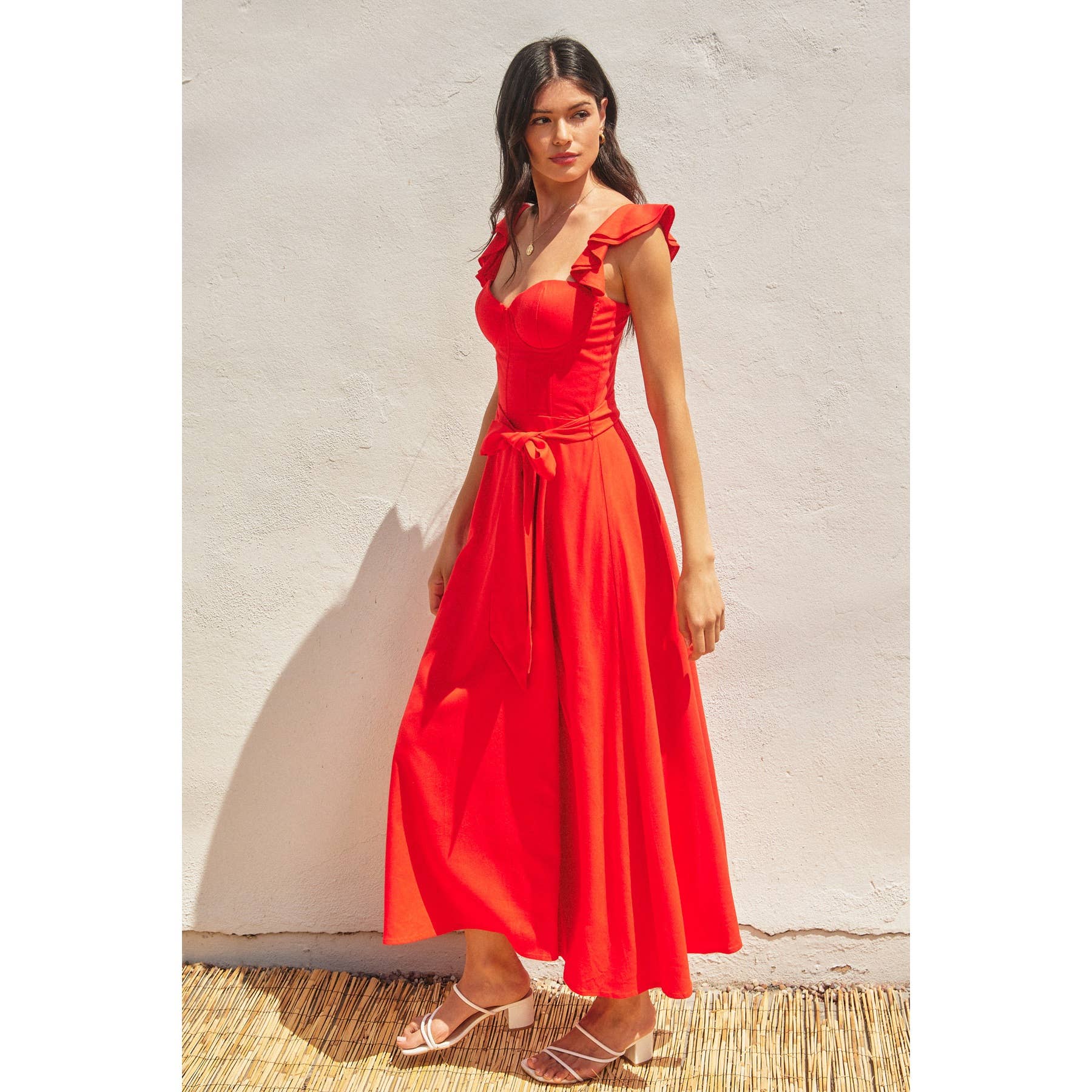 Linen Corset Flutter Dress