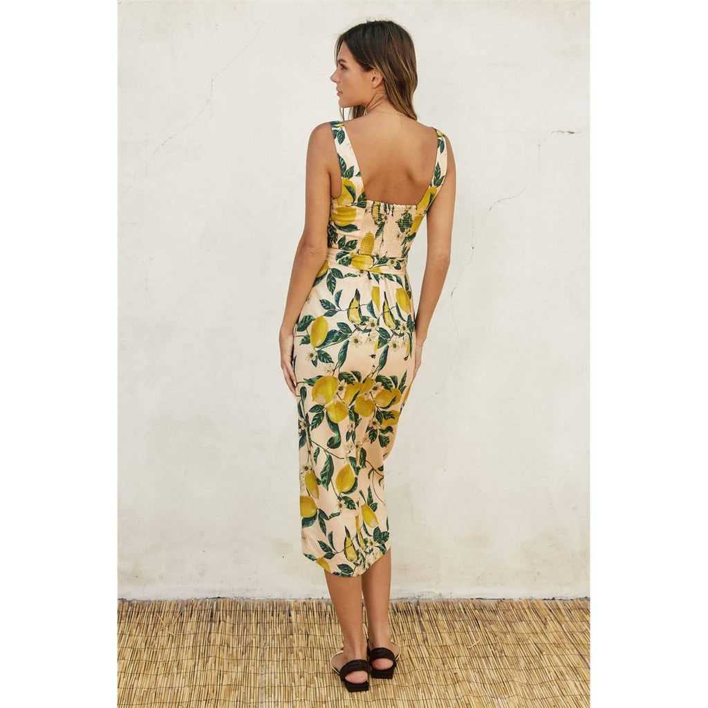 Vintage Lemonade Tulip Hem Midi Wrap Dress