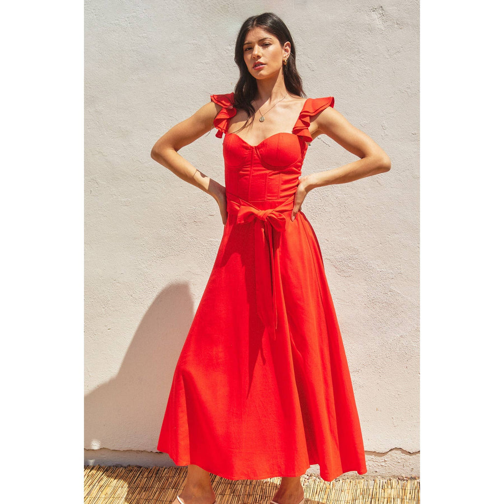 Linen Corset Flutter Dress