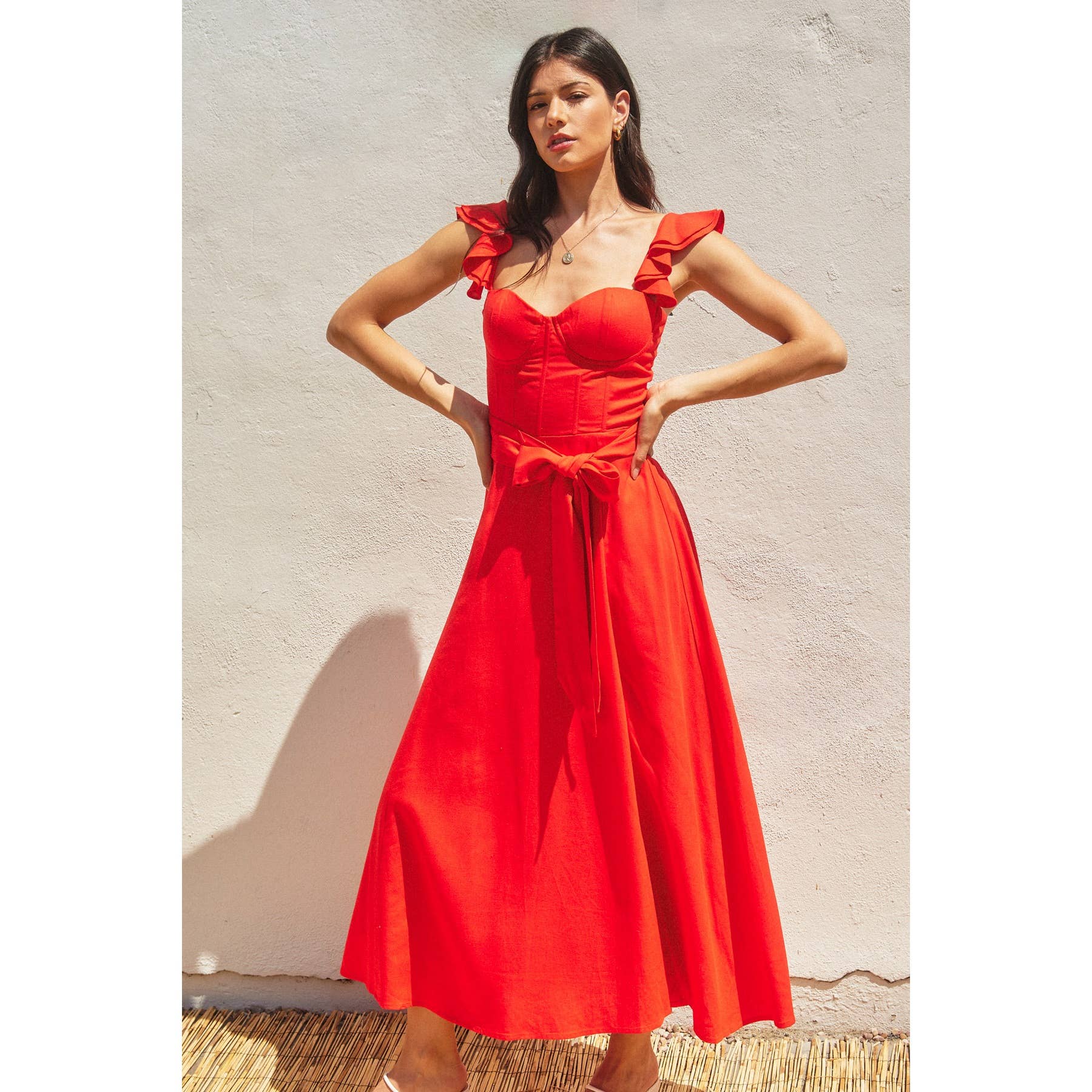 Linen Corset Flutter Dress