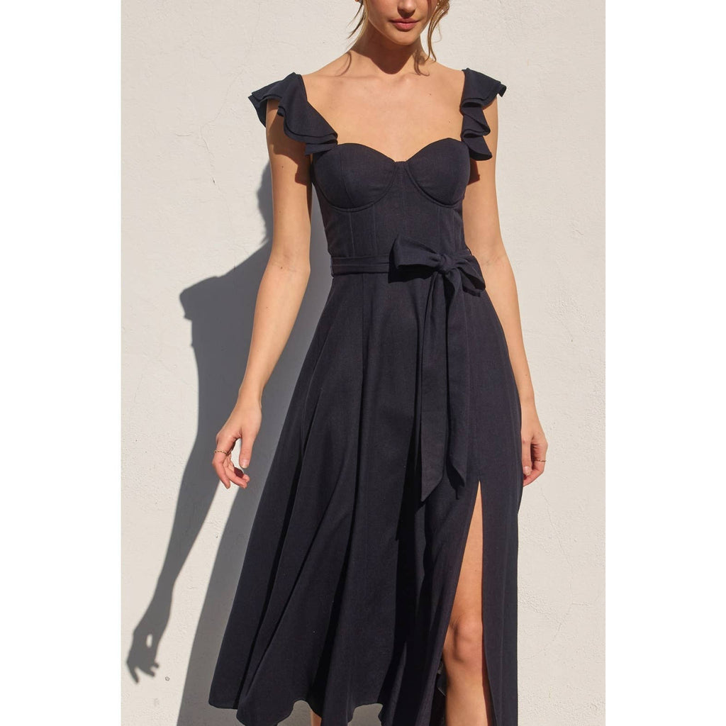 Linen Corset Flutter Dress