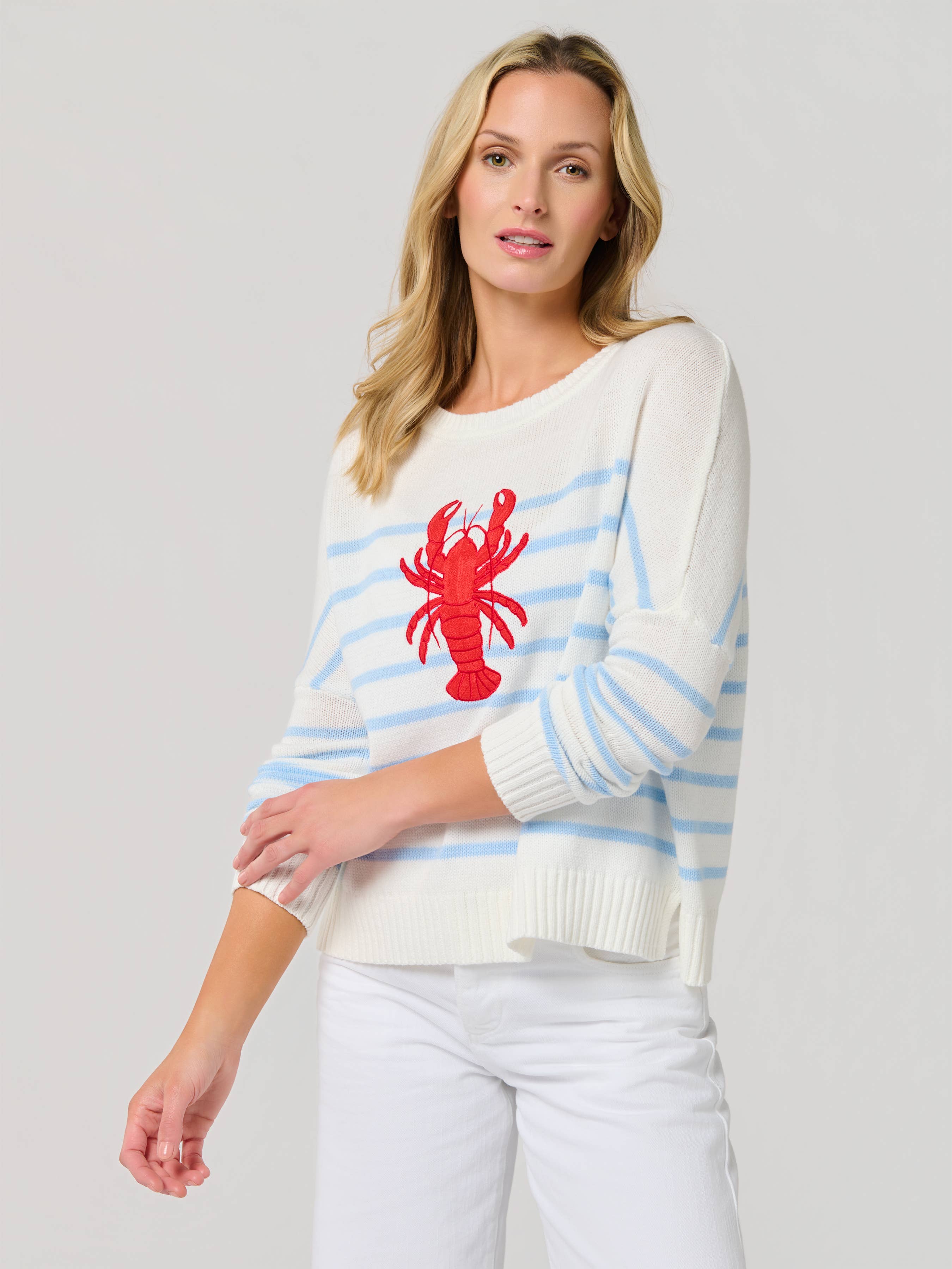 Coastal Claw Lobster Stripped Sweater
