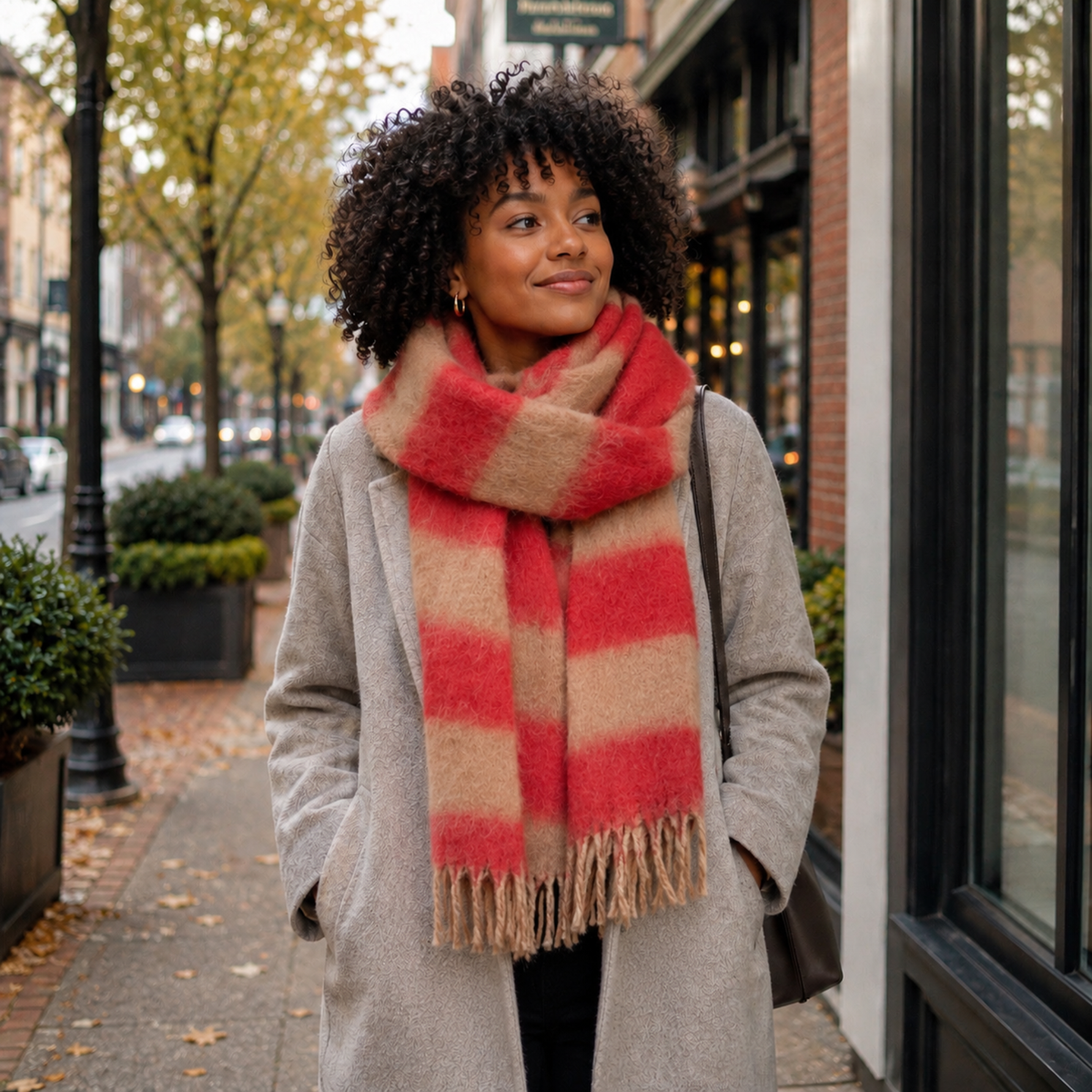 Ellison+Young Cozy Brushed Stripe Oversized Scarf, Bold Color Block