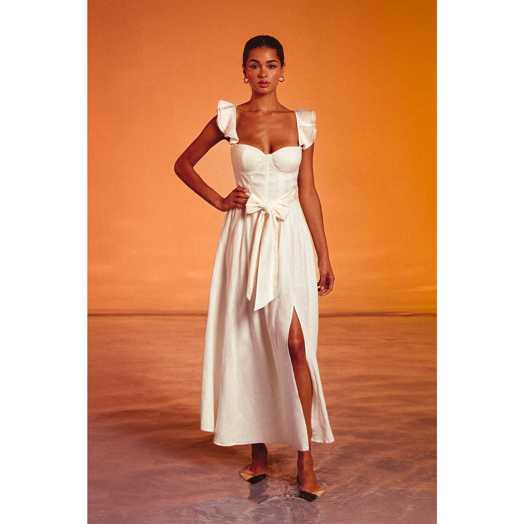 Linen Corset Flutter Dress