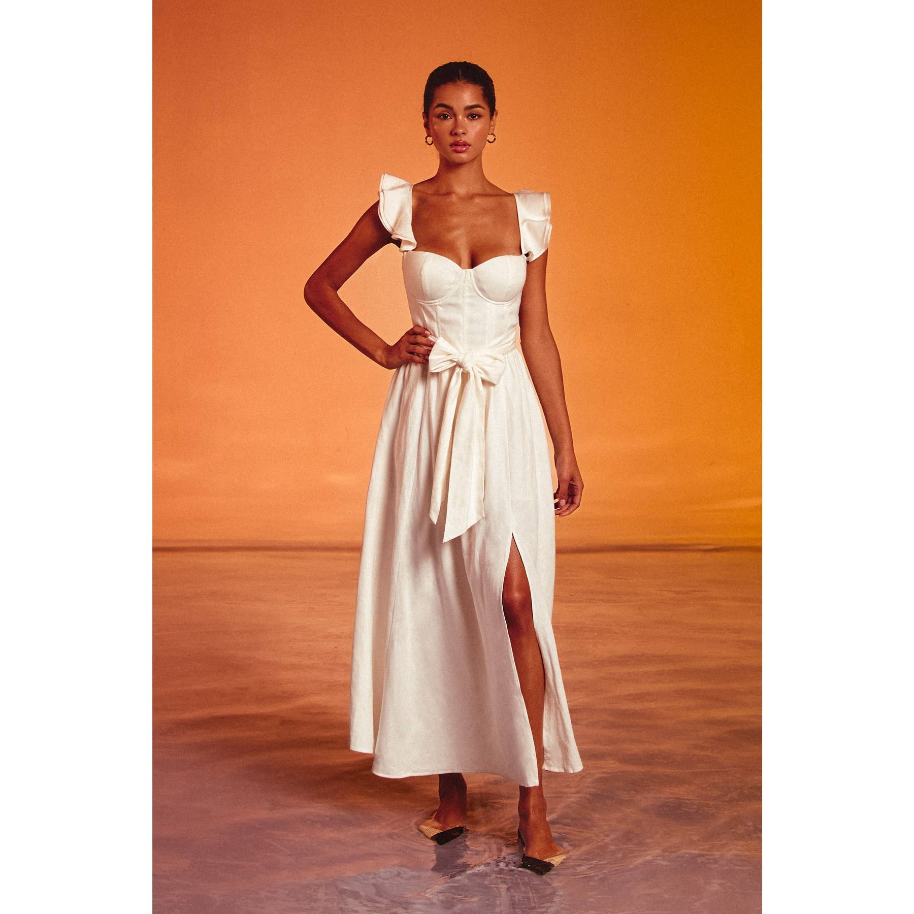 Linen Corset Flutter Dress