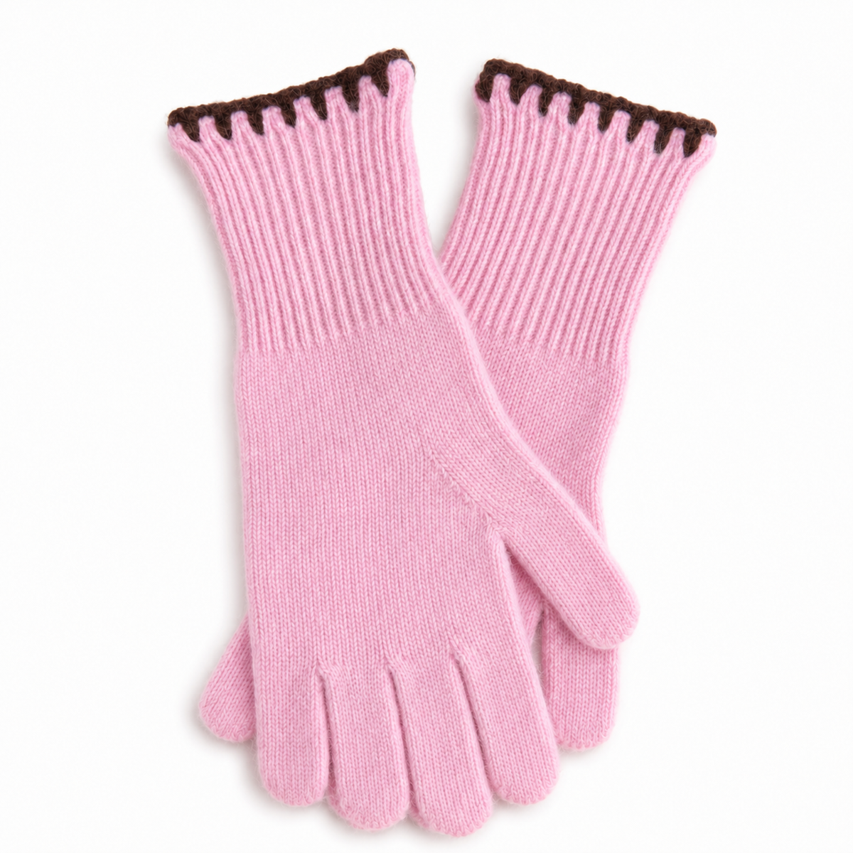 Ellison+Young Color Stitch Cozy Knit Gloves, Contrast Trim