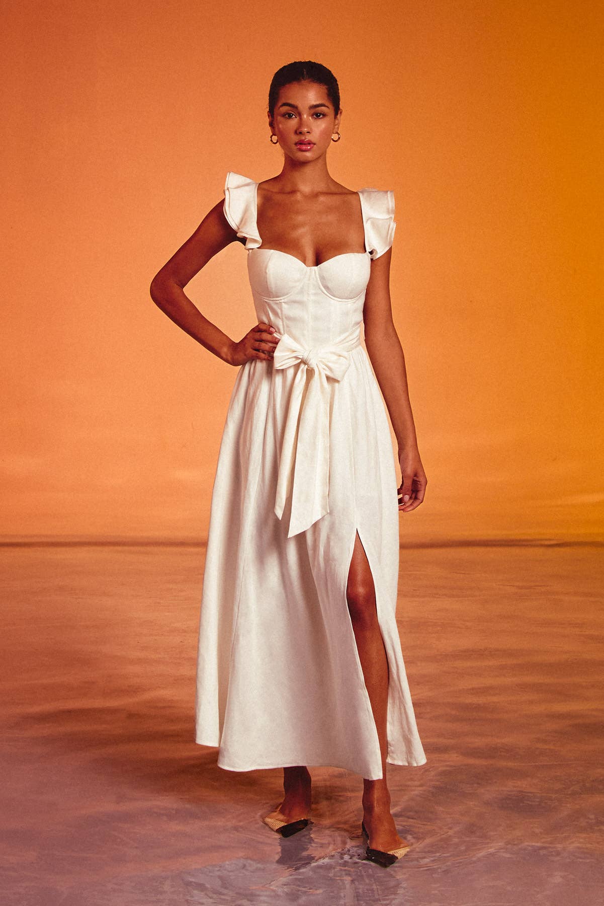 Linen Corset Flutter Dress