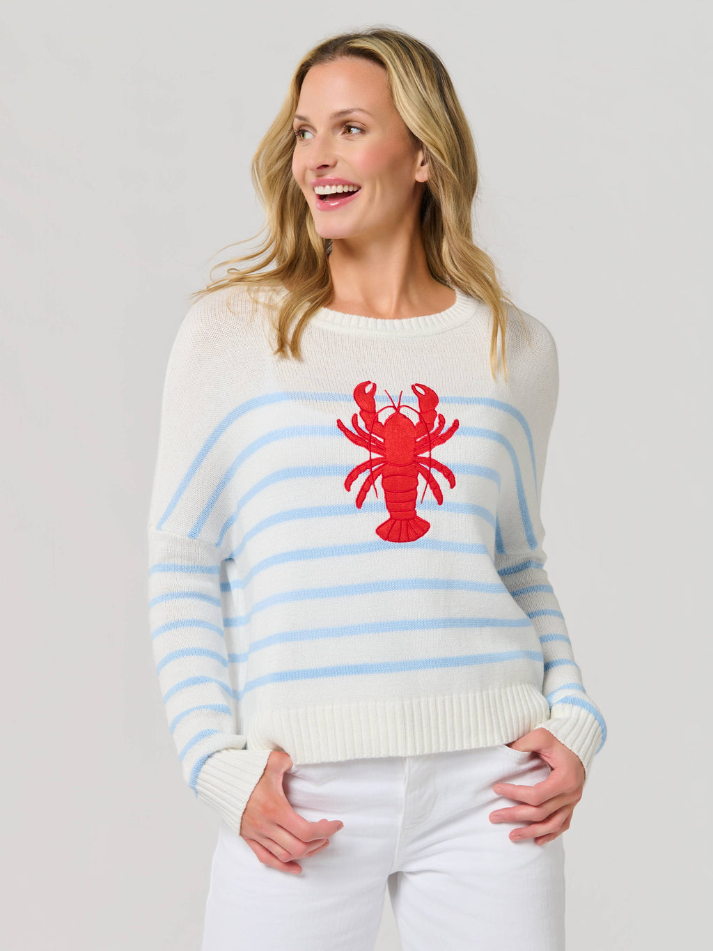 Coastal Claw Lobster Stripped Sweater