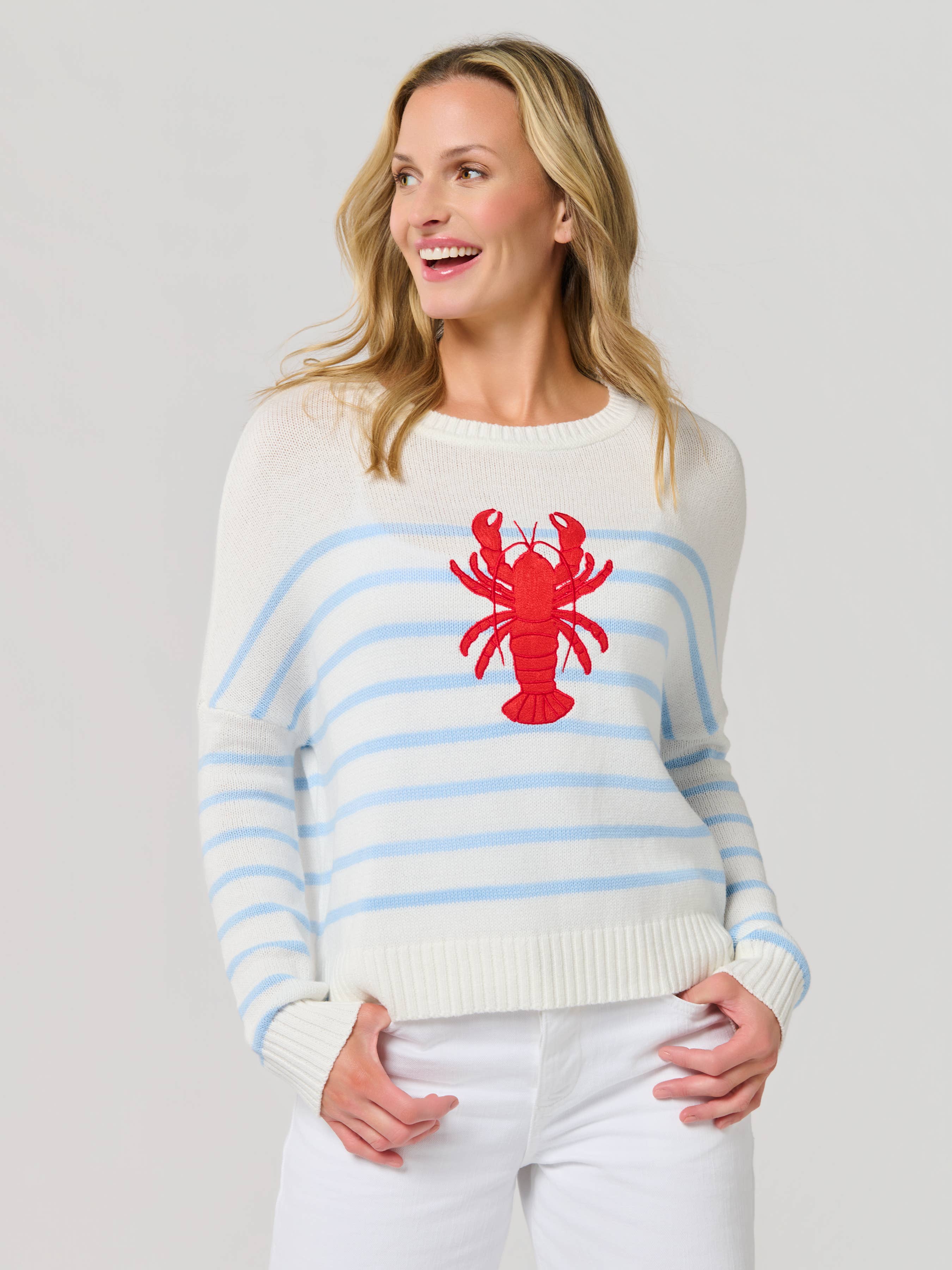 Coastal Claw Lobster Stripped Sweater