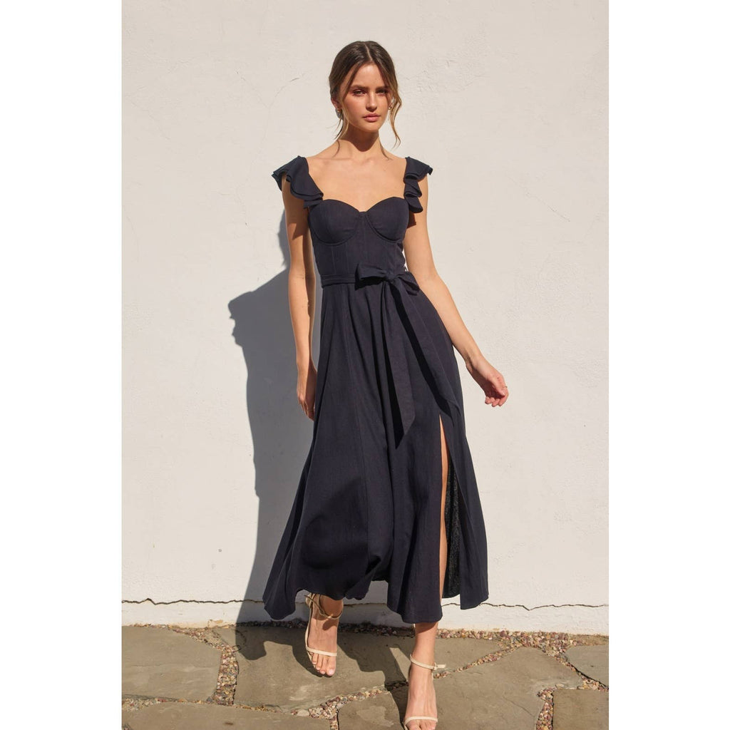 Linen Corset Flutter Dress