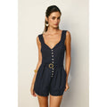 Linen Foldover Lace Trim Romper