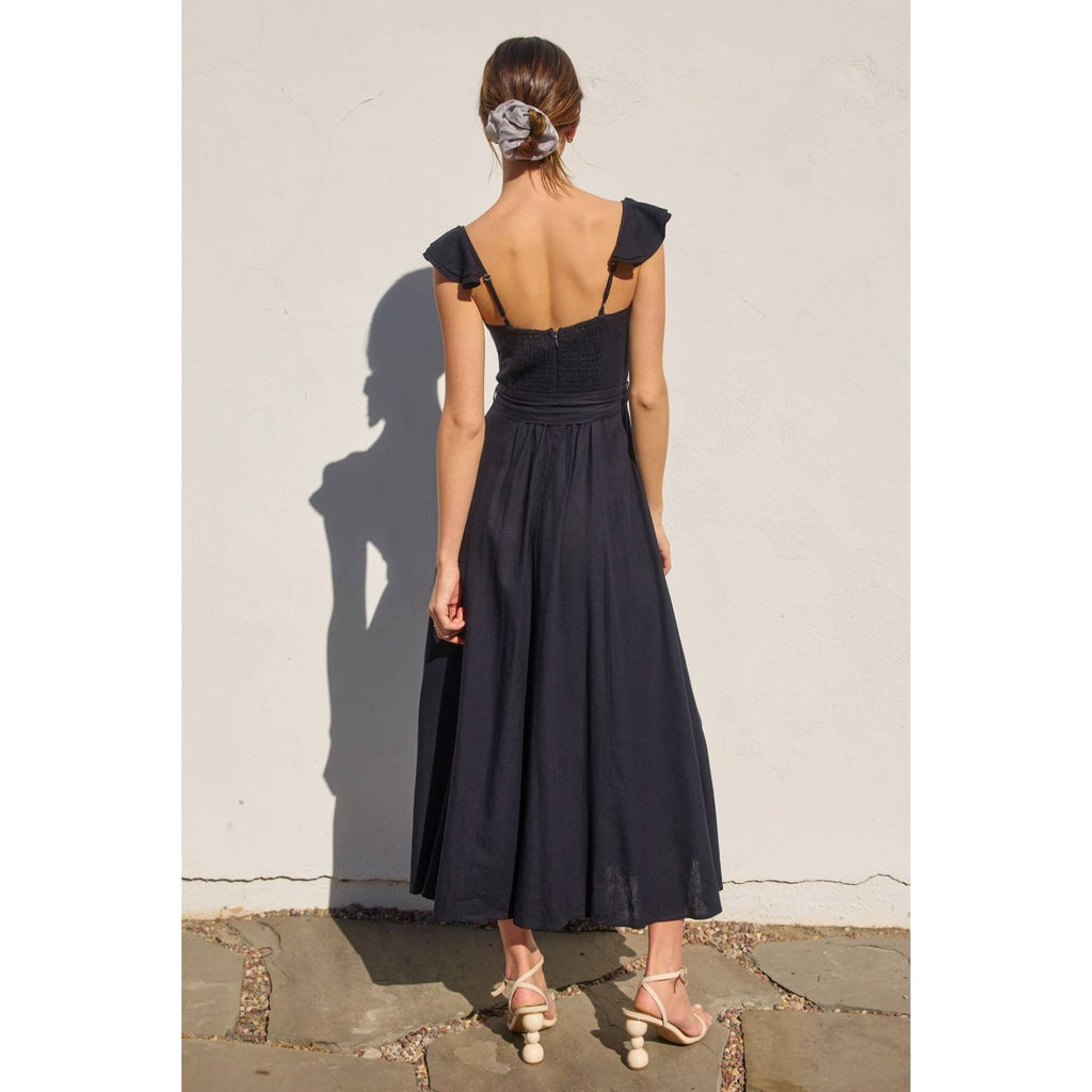 Linen Corset Flutter Dress